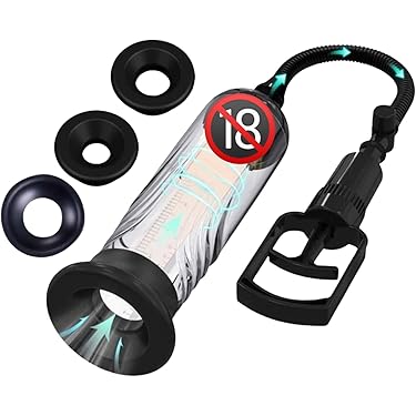 Bomba Peniana Manual com 3 Anéis Pênis Pump Masculino Aumento e Engrossamento