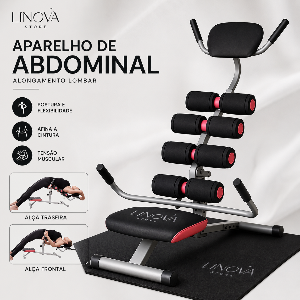 Aparelho de Abdominal Alongamento Lombar Perder Barriga Academia em Casa Multifuncional