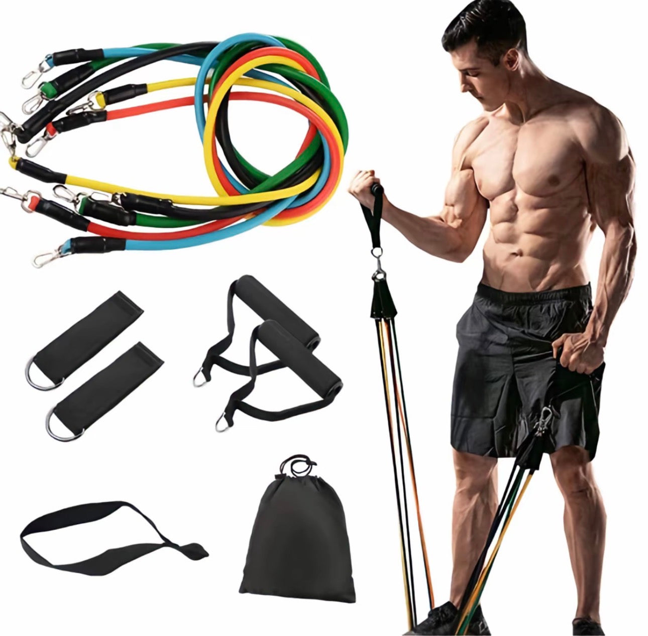 Kit Treino Funcional 11 em 1 com Elásticos de Resistência – Linova Store