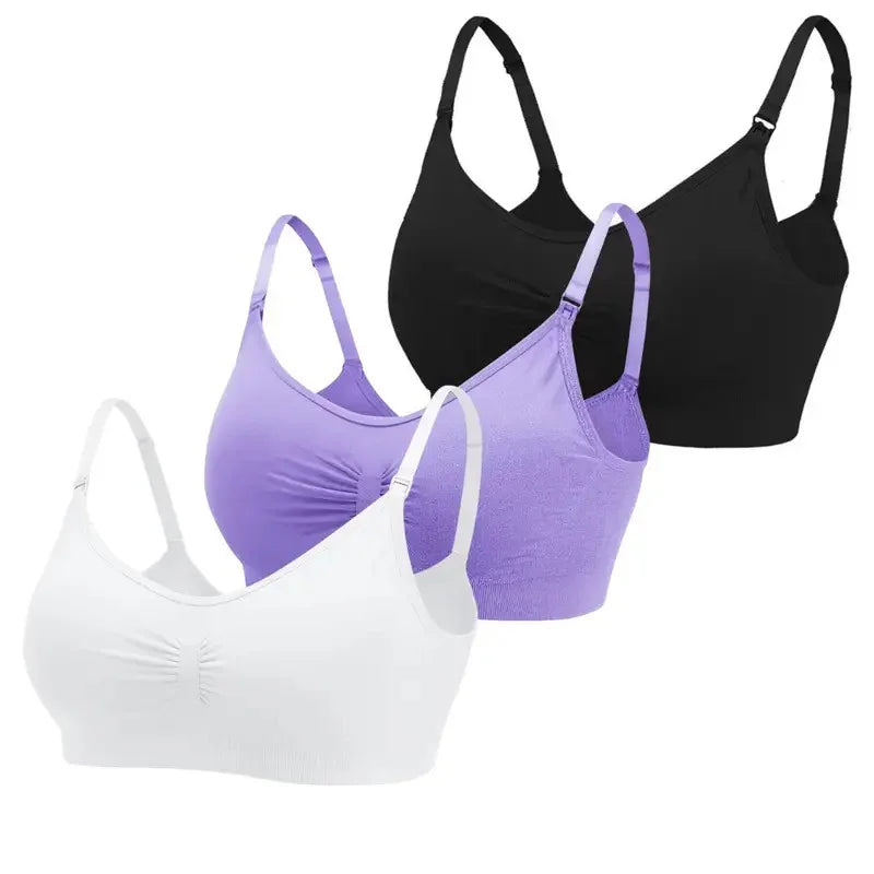 Kit com 3 Tops Femininos em Microfibra Lisa, com Fecho e Alças Ajustáveis